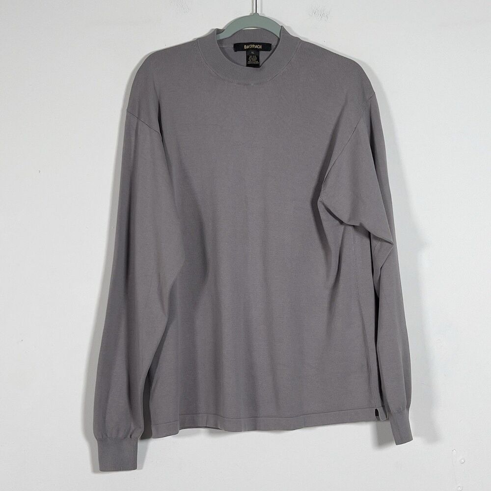 Bachrach Silk Blend Crewneck Pullover Sweater Mens Sz XL Gray Long Sleeve